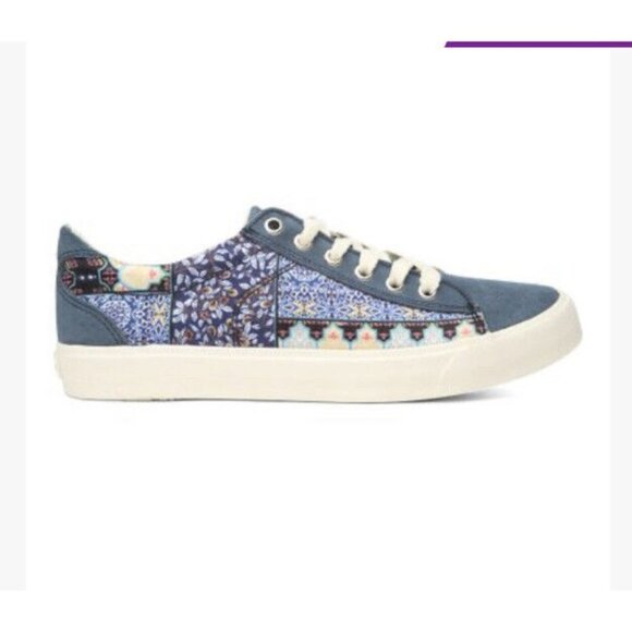 Canvas Native Tennis Shoes Women's 9 Men's 7 Blue Floral Patchwork bohemian - Picture 1 of 14